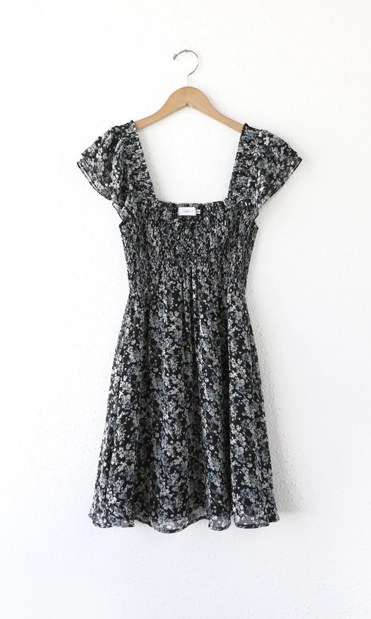 Olista Smocked Chiffon Mini Dress