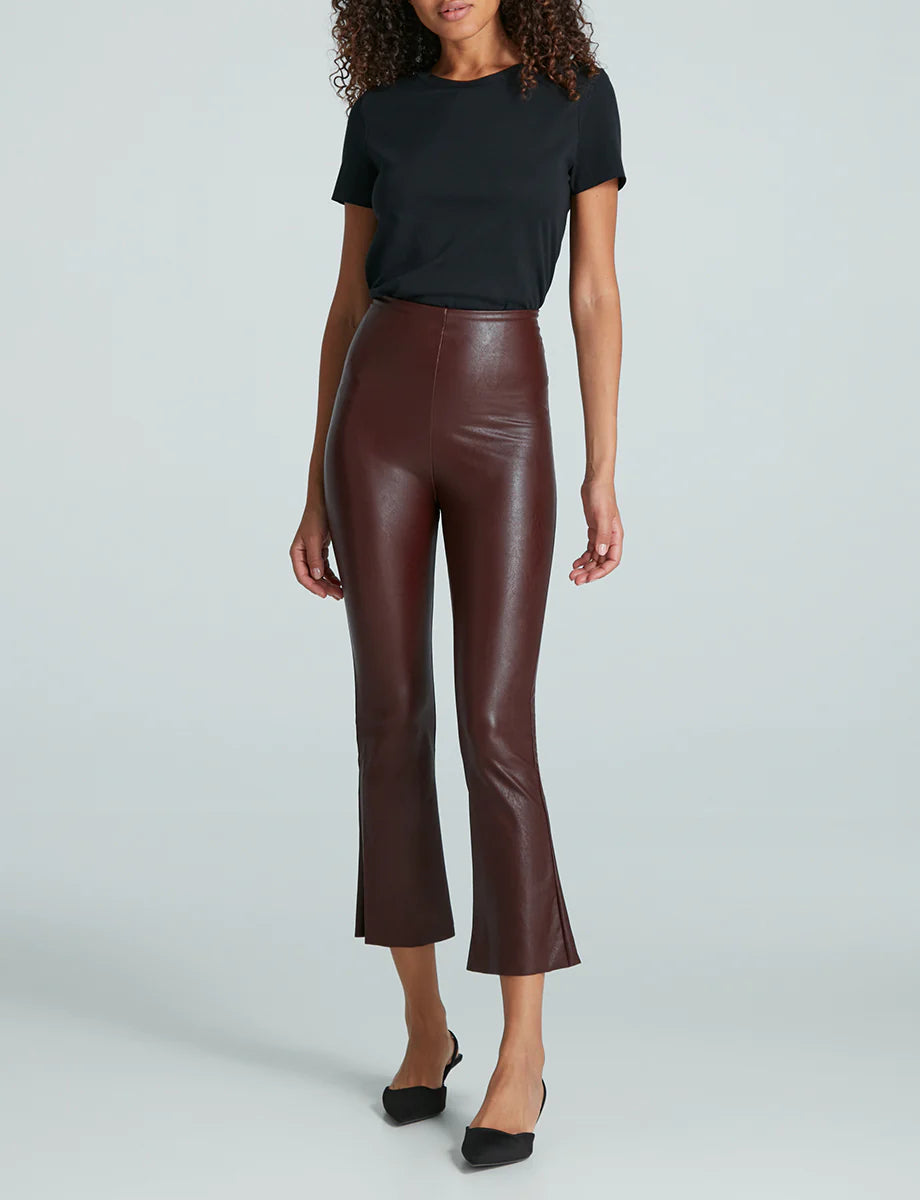 Faux Leather Cropped Flare